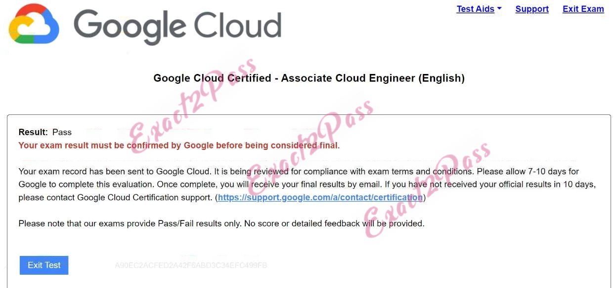 Verified passing result for Google Cloud Certified Associate-Cloud-Engineer exam 1
