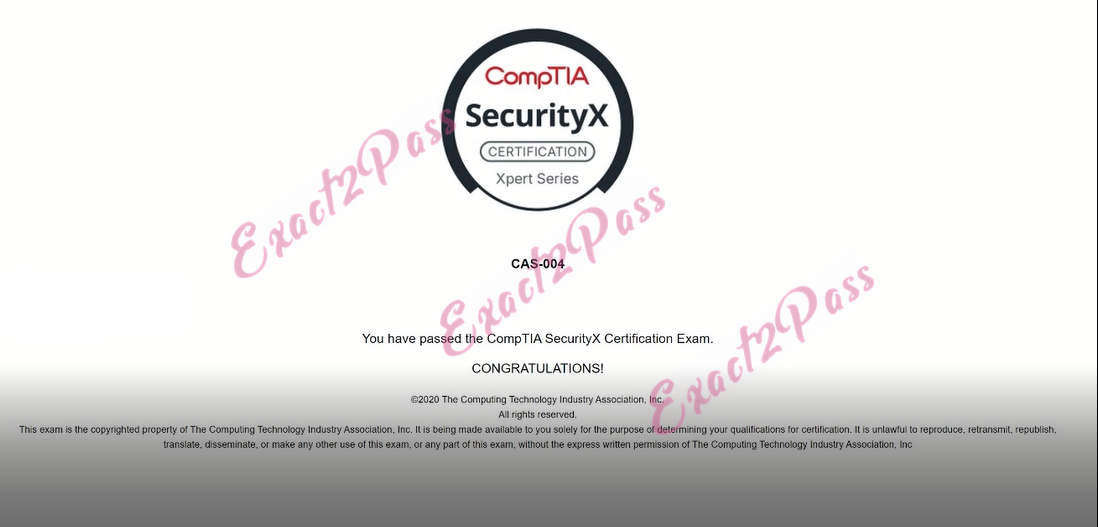 Verified passing result for CompTIA CASP CAS-004 exam 3