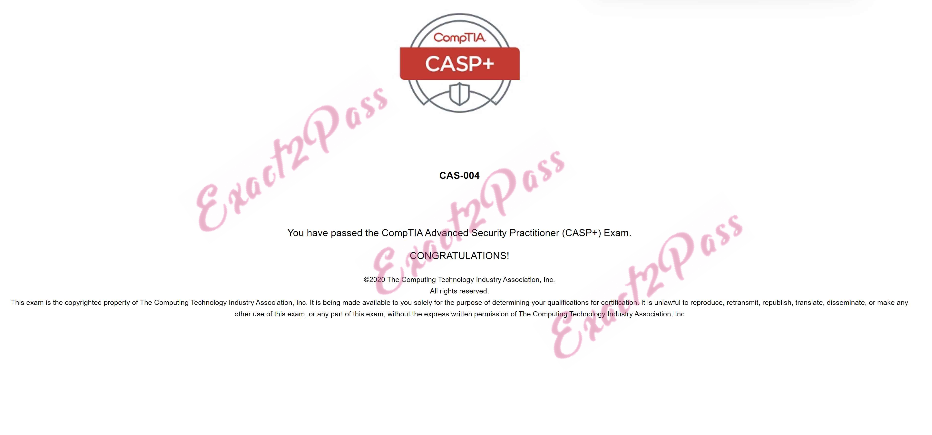 Verified passing result for CompTIA CASP CAS-004 exam 1