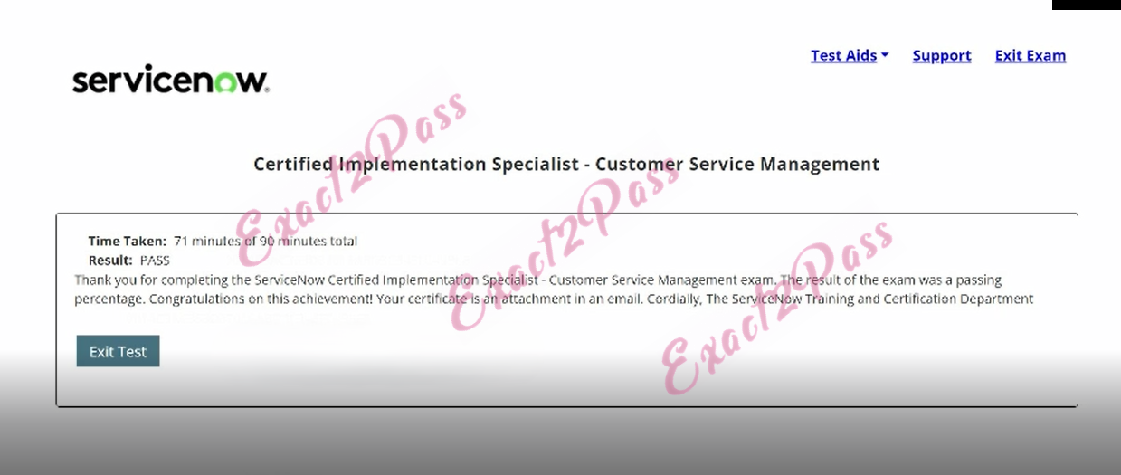 Verified passing result for CIS-Customer Service Management CIS-CSM exam 1