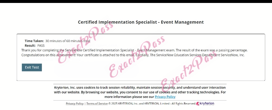 Verified passing result for CIS-Event Management CIS-EM exam 1
