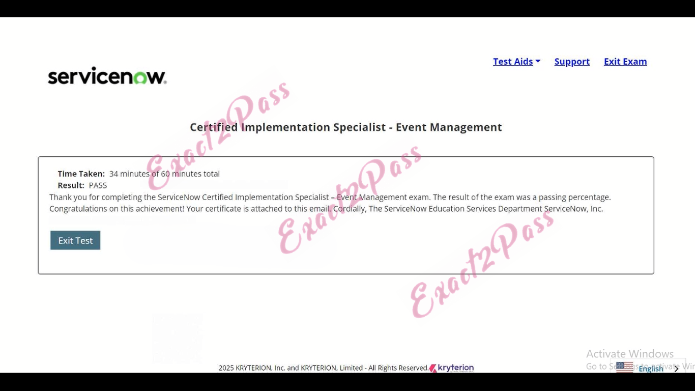 Verified passing result for CIS-Event Management CIS-EM exam 2