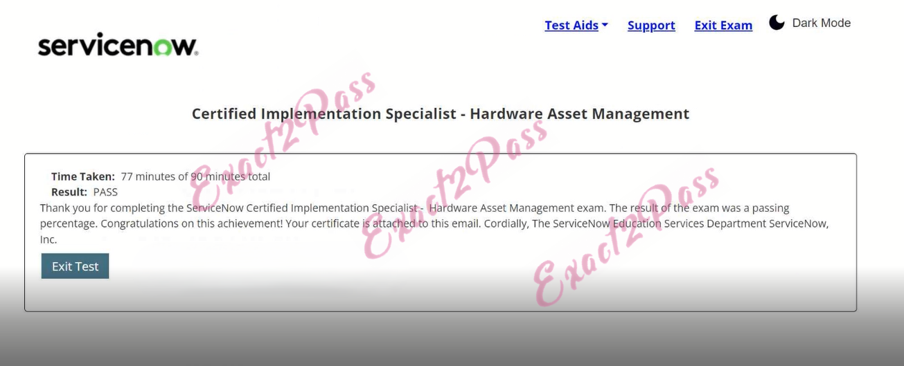 Verified passing result for CIS-Hardware Asset Management CIS-HAM exam 1