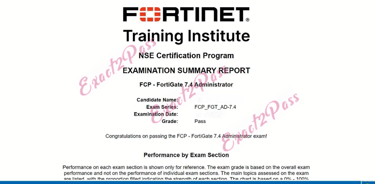 Verified passing result for Fortinet Network Security Expert FCP_FGT_AD-7.4 exam 3