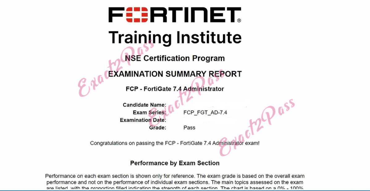 Verified passing result for Fortinet Network Security Expert FCP_FGT_AD-7.4 exam 1