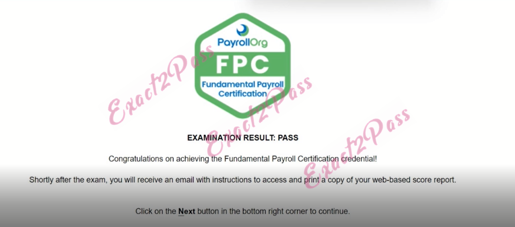 Verified passing result for American Planning Association FPC-Remote exam 1