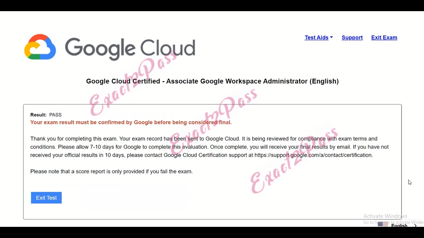 Verified passing result for Workspace Administrator Google-Workspace-Administrator exam 1