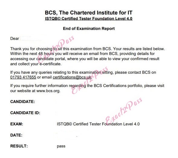 Verified passing result for Foundation Level ISTQB-CTFL exam 1