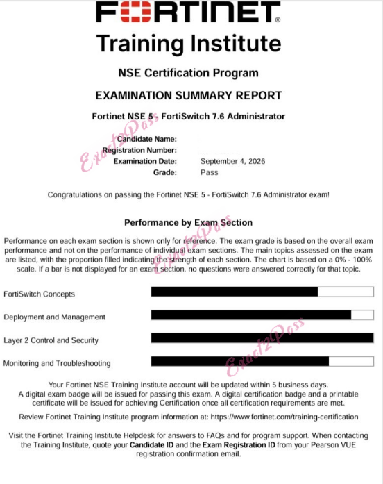 Verified passing result for Fortinet Network Security Expert NSE5_FSW_AD-7.6 exam 2