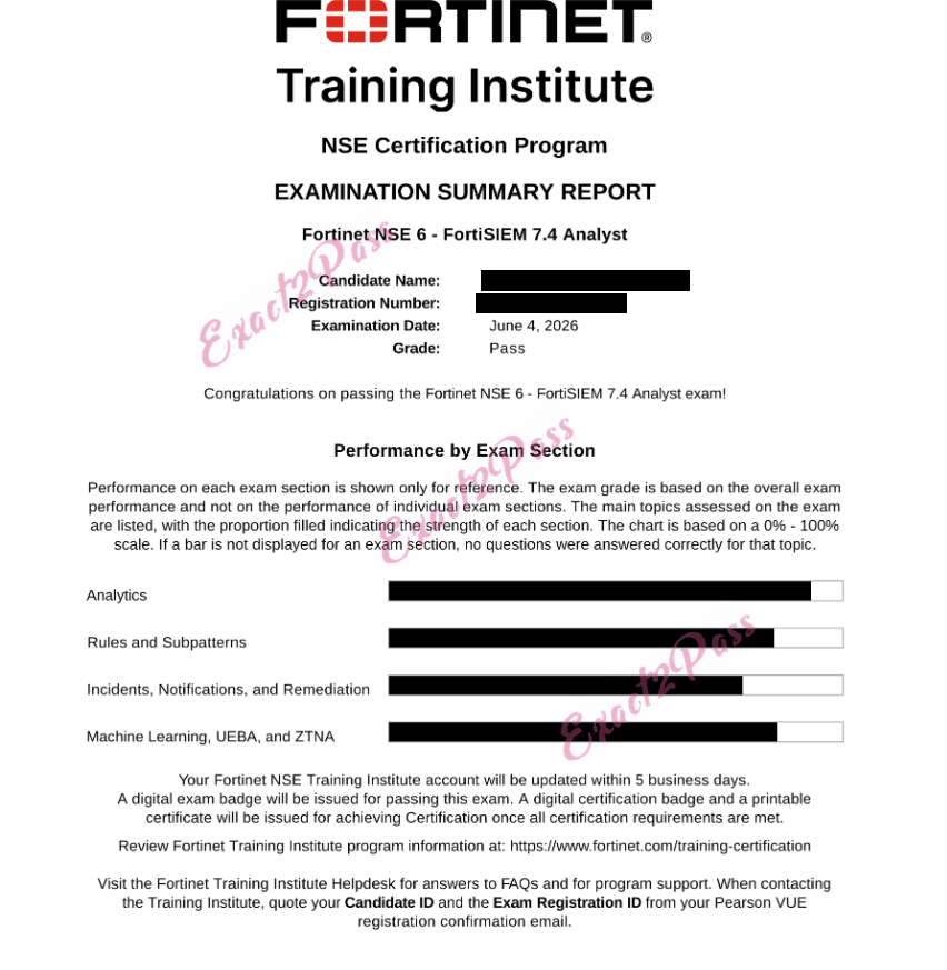 Verified passing result for NSE 6 Network Security Specialist NSE6_FSM_AN-7.4 exam 2