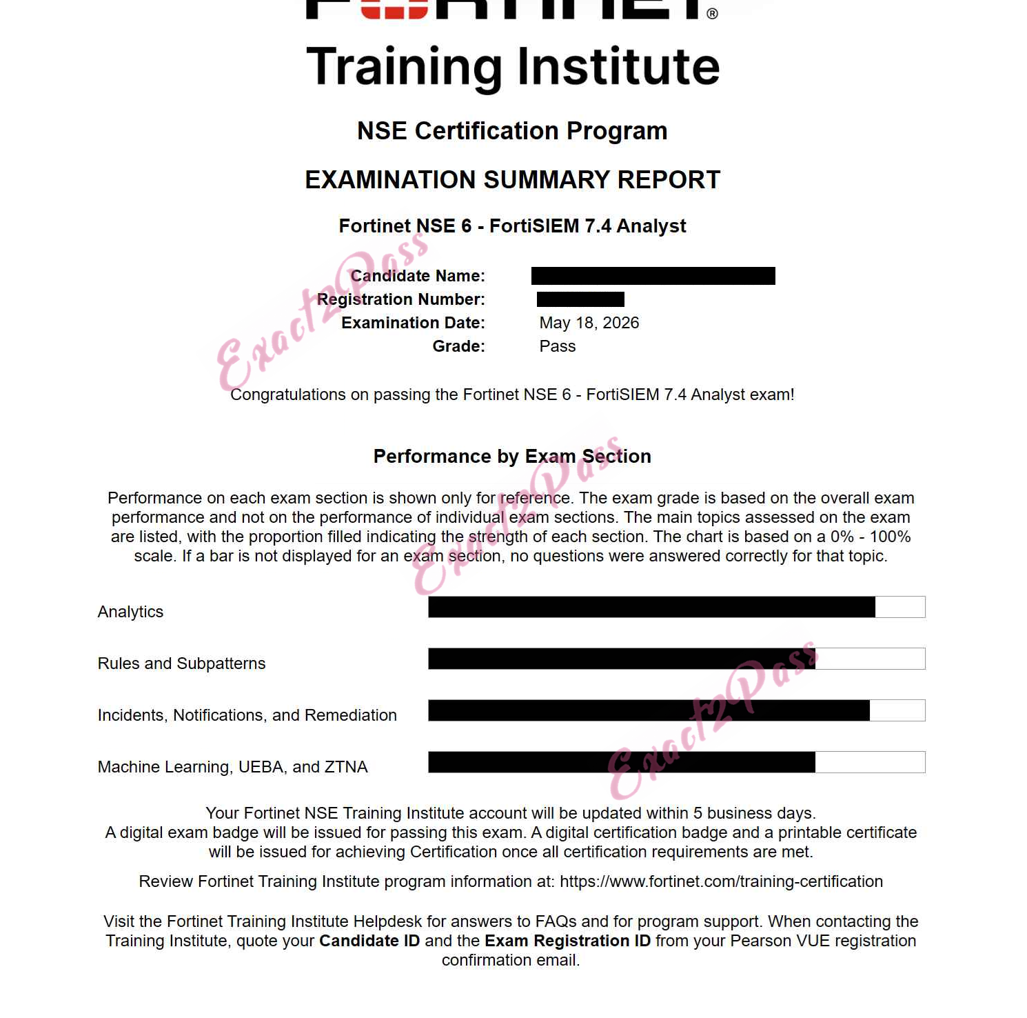 Verified passing result for NSE 6 Network Security Specialist NSE6_FSM_AN-7.4 exam 3