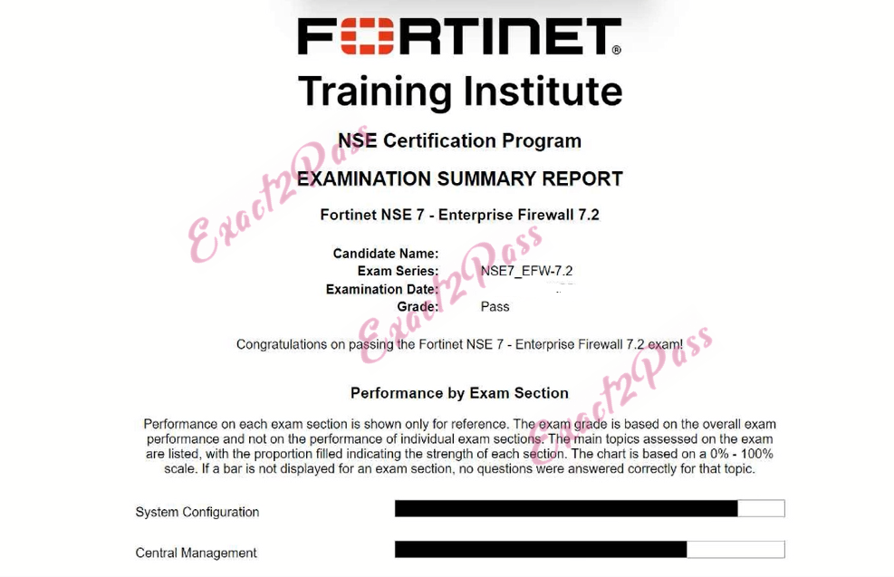 Verified passing result for NSE 7 Network Security Architect NSE7_EFW-7.2 exam 2