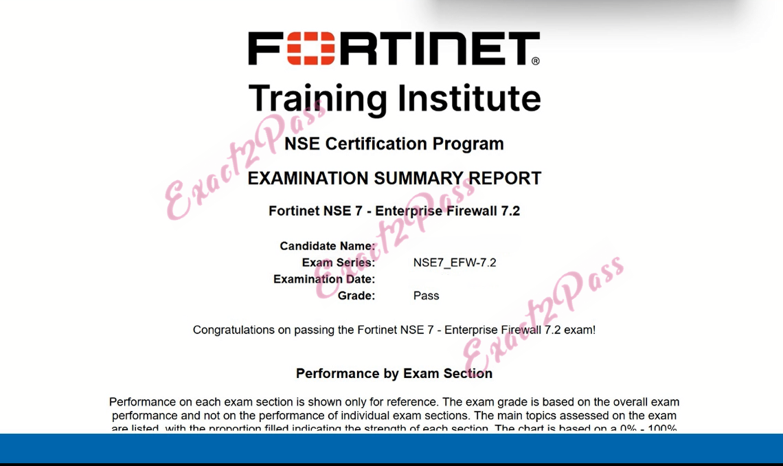 Verified passing result for NSE 7 Network Security Architect NSE7_EFW-7.2 exam 5