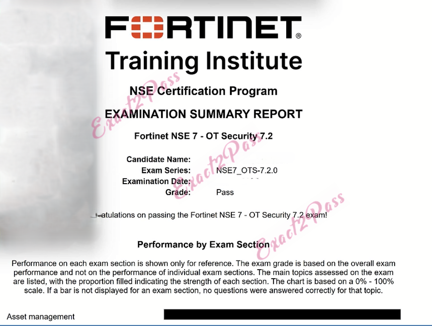 Verified passing result for NSE 7 Network Security Architect NSE7_OTS-7.2 exam 1