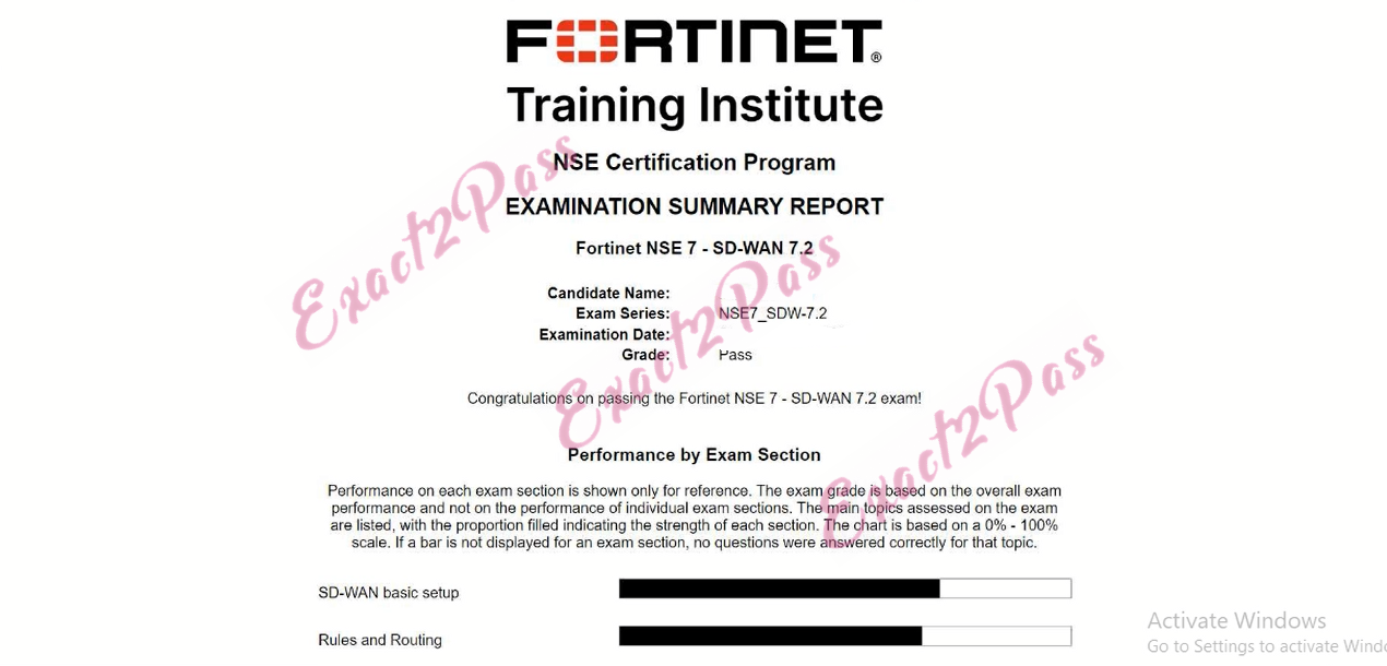 Verified passing result for NSE 7 Network Security Architect NSE7_SDW-7.2 exam 3