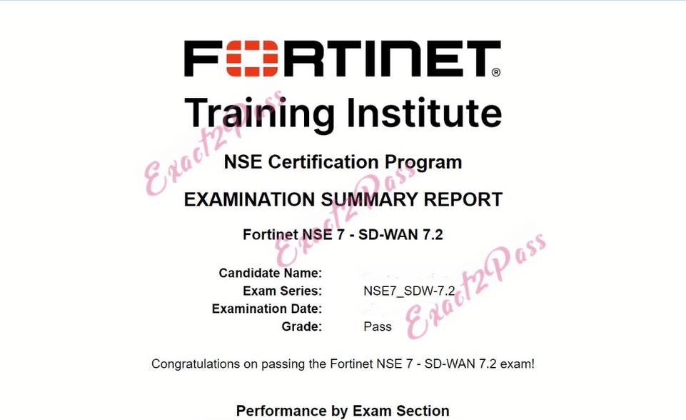 Verified passing result for NSE 7 Network Security Architect NSE7_SDW-7.2 exam 5