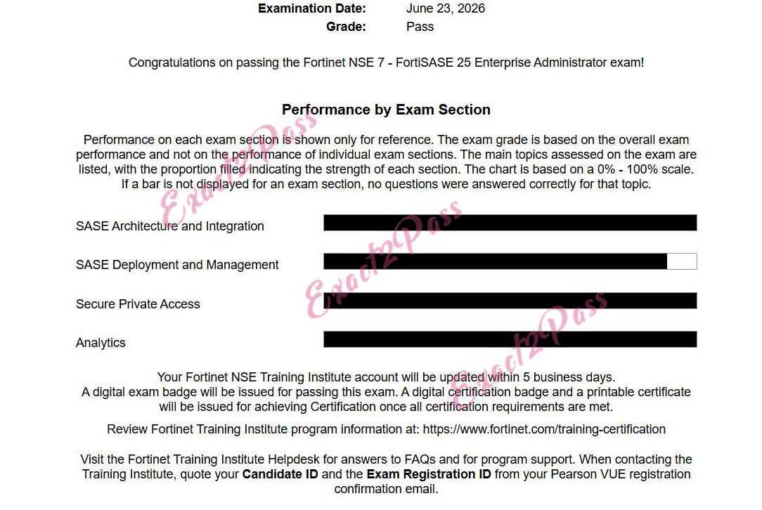 Verified passing result for Fortinet Network Security Expert NSE7_SSE_AD-25 exam 3