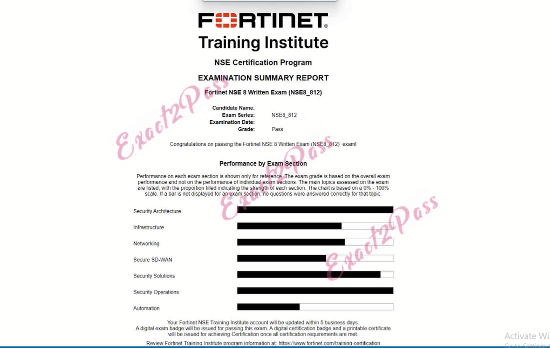 Verified passing result for Fortinet Network Security Expert NSE8_812 exam 2