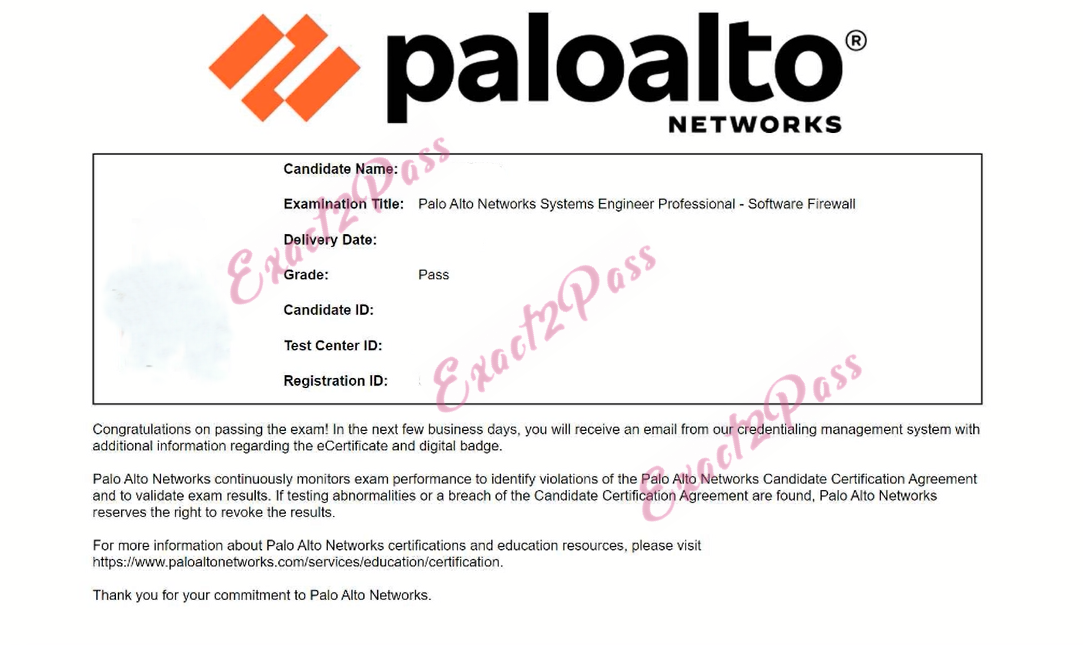 Verified passing result for PSE-Software Firewall Professional PSE-SWFW-Pro-24 exam 1