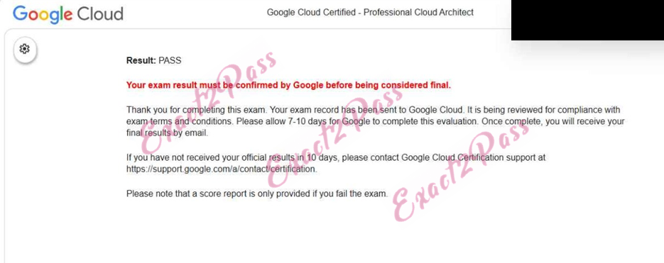 Verified passing result for Google Cloud Certified Professional-Cloud-Architect exam 4