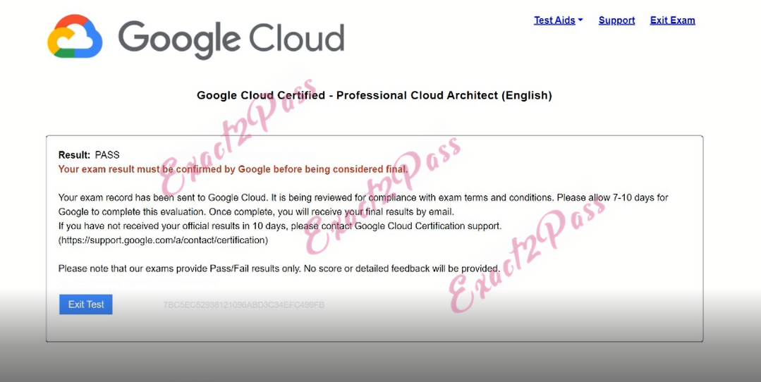 Verified passing result for Google Cloud Certified Professional-Cloud-Architect exam 3