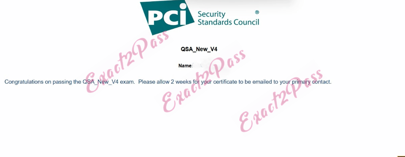 Verified passing result for PCI Qualified Professionals QSA_New_V4 exam 1