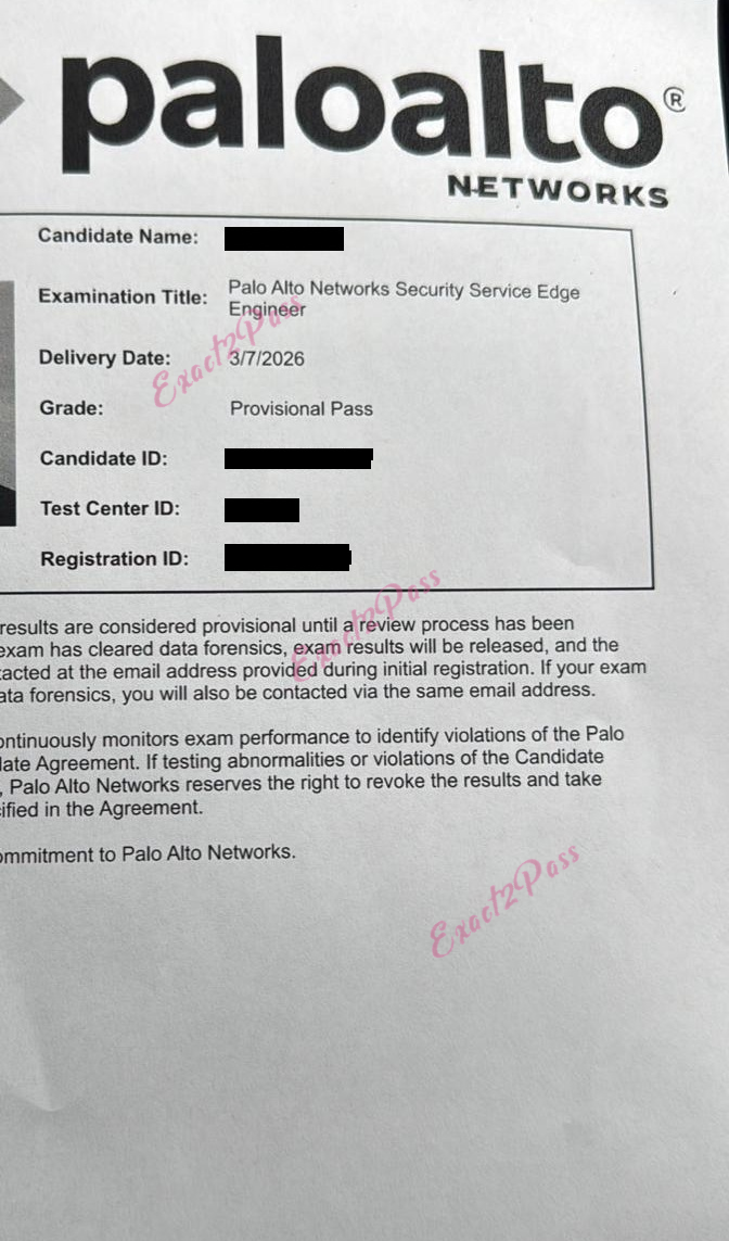 Verified passing result for Network Security Administrator SSE-Engineer exam 3