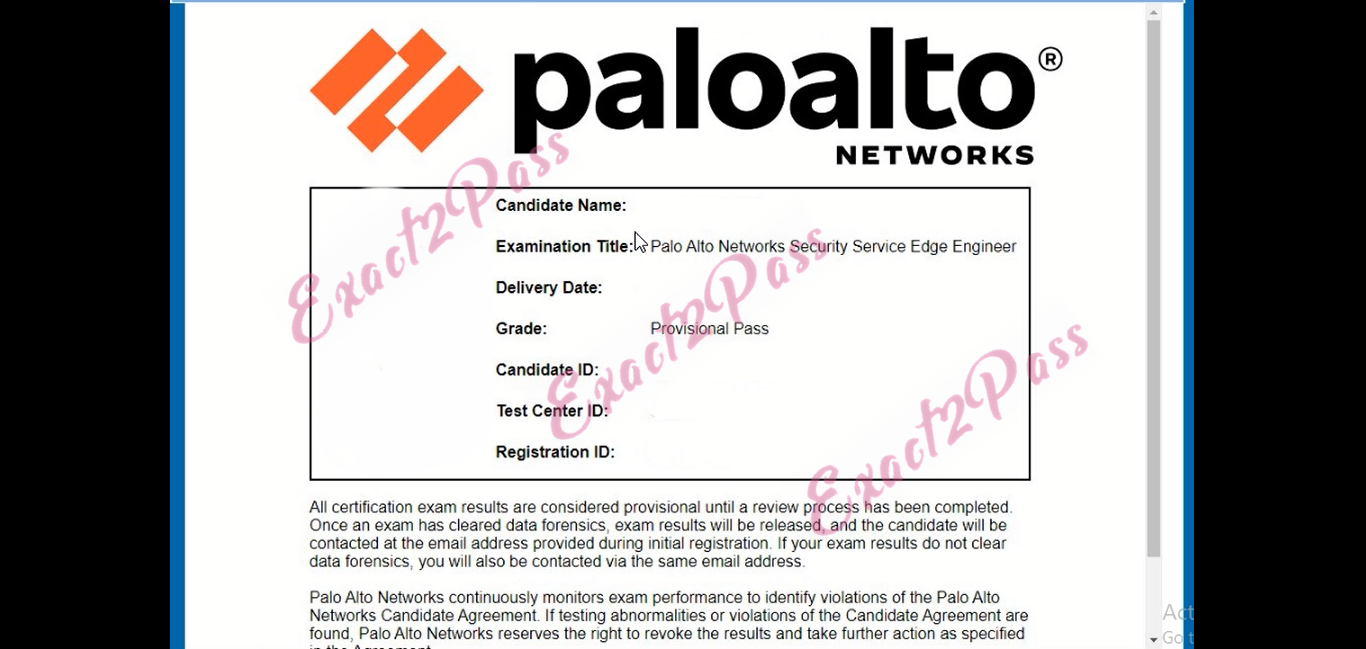 Verified passing result for Network Security Administrator SSE-Engineer exam 1