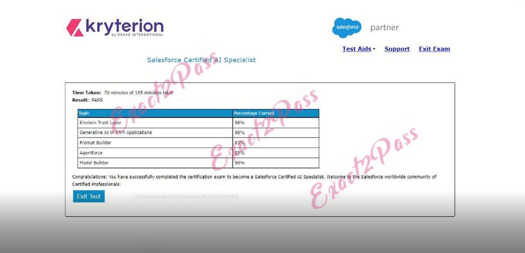 Verified passing result for AI Associate Salesforce-AI-Associate exam 2