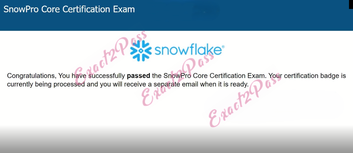 Verified passing result for SnowPro Core Certification SnowPro-Core exam 2