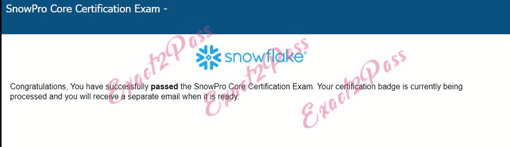 Verified passing result for SnowPro Core Certification SnowPro-Core exam 1